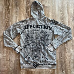Vintage Affliction Gray Graphic Hoodie for Men